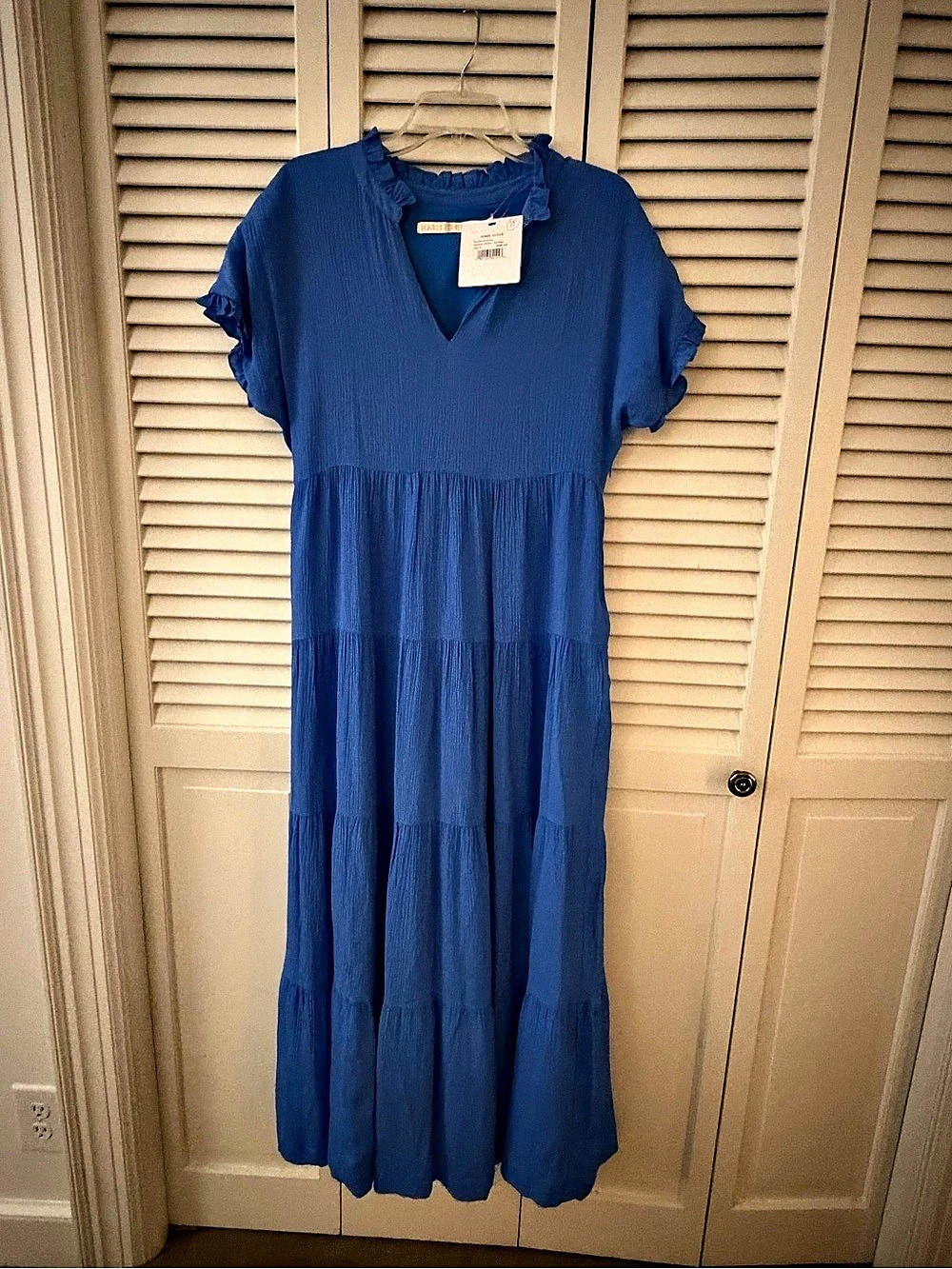 Marie Oliver Farah Dress Tiered Maxi Blue Size Medium- see description